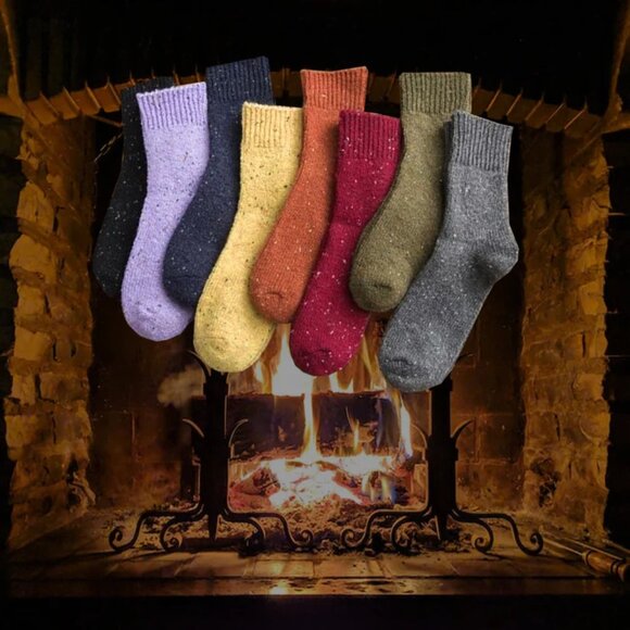 NWT Mia Gray Confetti Wool Crew Socks - Picture 4 of 5